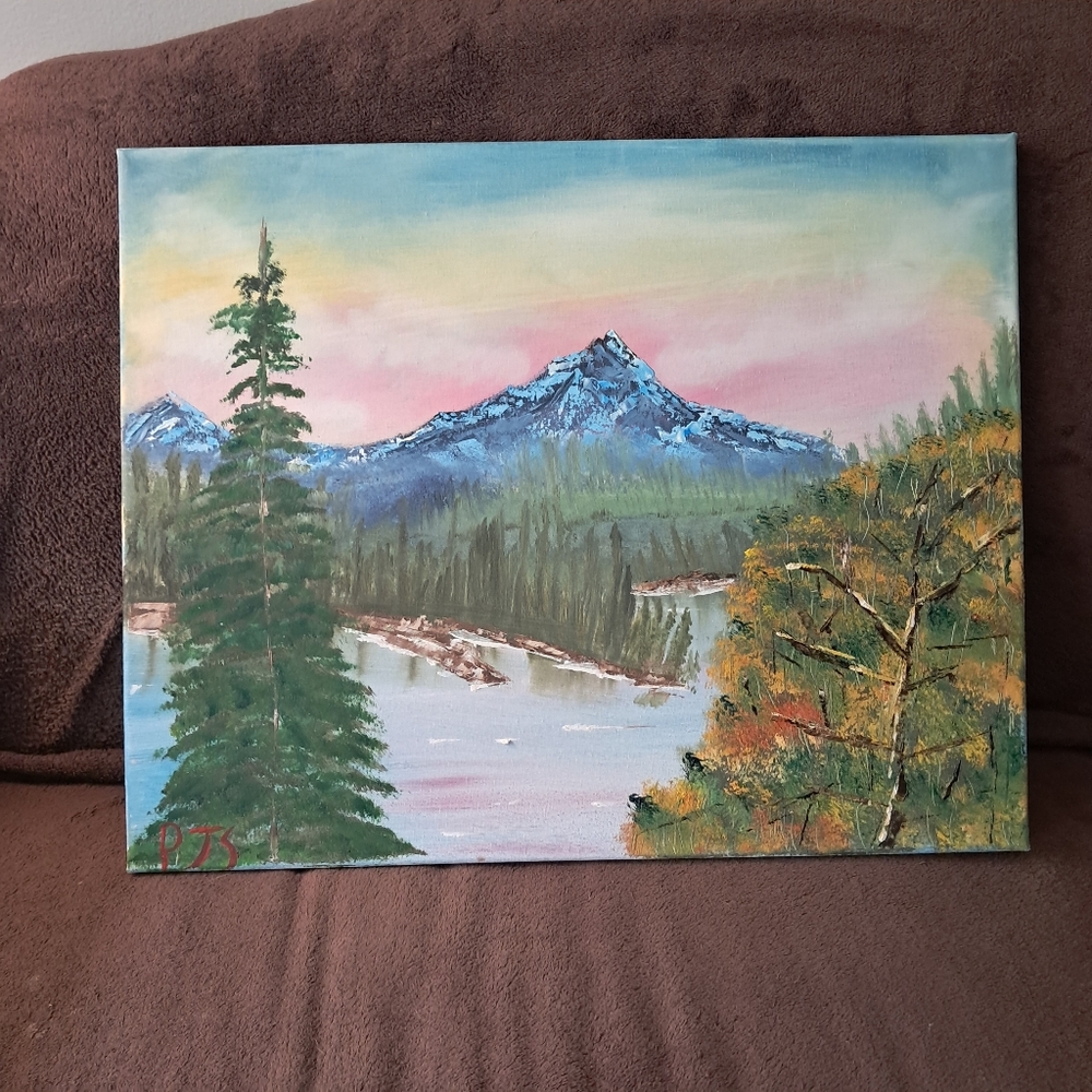 Hand-Painted Canvas Big Mountain Big Trees